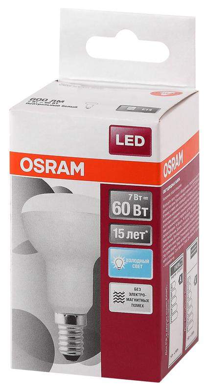 лампа светодиодная ls r50 60 7w/840 230в fr e14 osram 4058075282575 от BTSprom.by