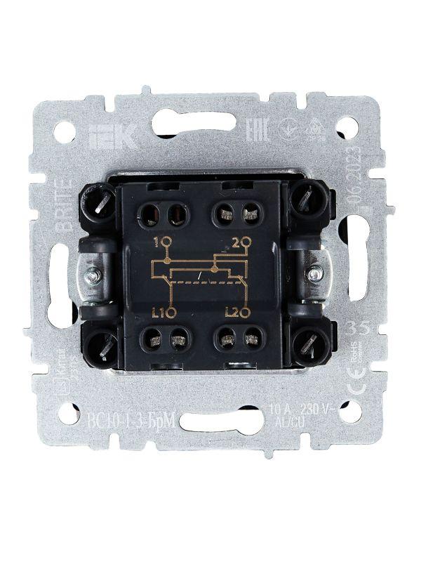  Выключатель перекрестный 1-кл. СП BRITE 10А ВС10-1-3-БрМ механизм маренго IEK BR-V13-0-10-K35 фото в каталоге от BTSprom.by