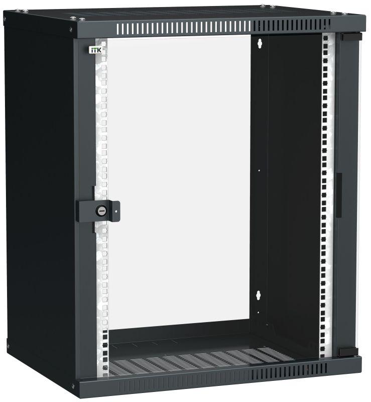 шкаф linea we 15u 600x450мм дверь стекло черн. itk lwe5-15u64-gf от BTSprom.by