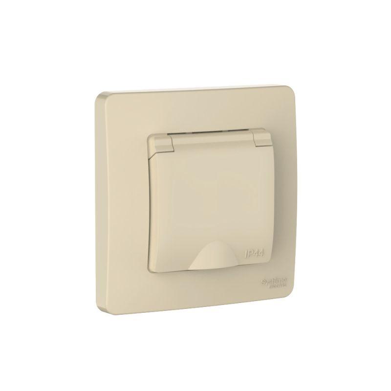 розетка 1-м сп blanca 16а ip44 250в с заземл. защ. шторки с крышкой беж. se blnrs441117 от BTSprom.by