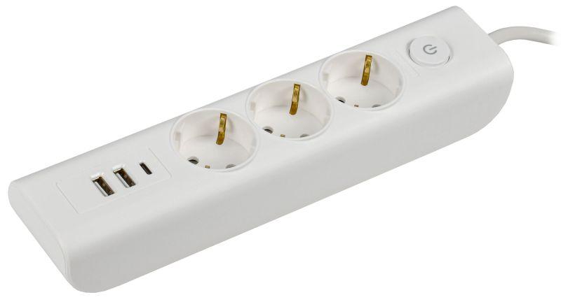 удлинитель 3х2м с заземл. 16а 250в modern у03в с выкл. usbх3 (type-aх2шт + type-cх1шт) пвс 3х1 бел. iek wyp12-16-03-02-zku-k01 от BTSprom.by
