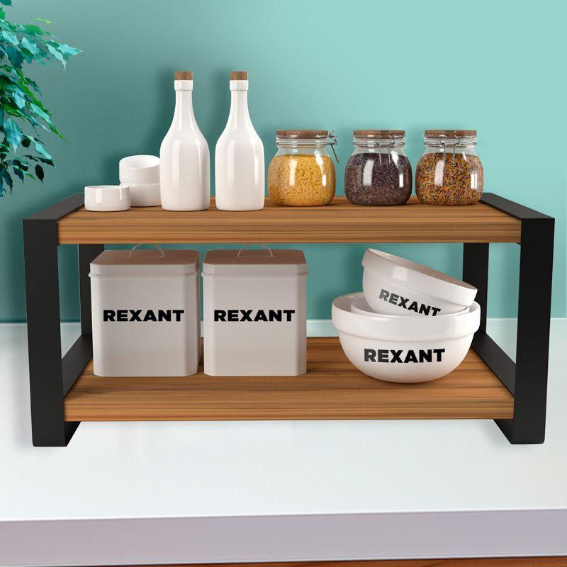  Полка-органайзер для кухни двухъярусная дуб Вотан черн. Rexant 38-0677 фото в каталоге от BTSprom.by