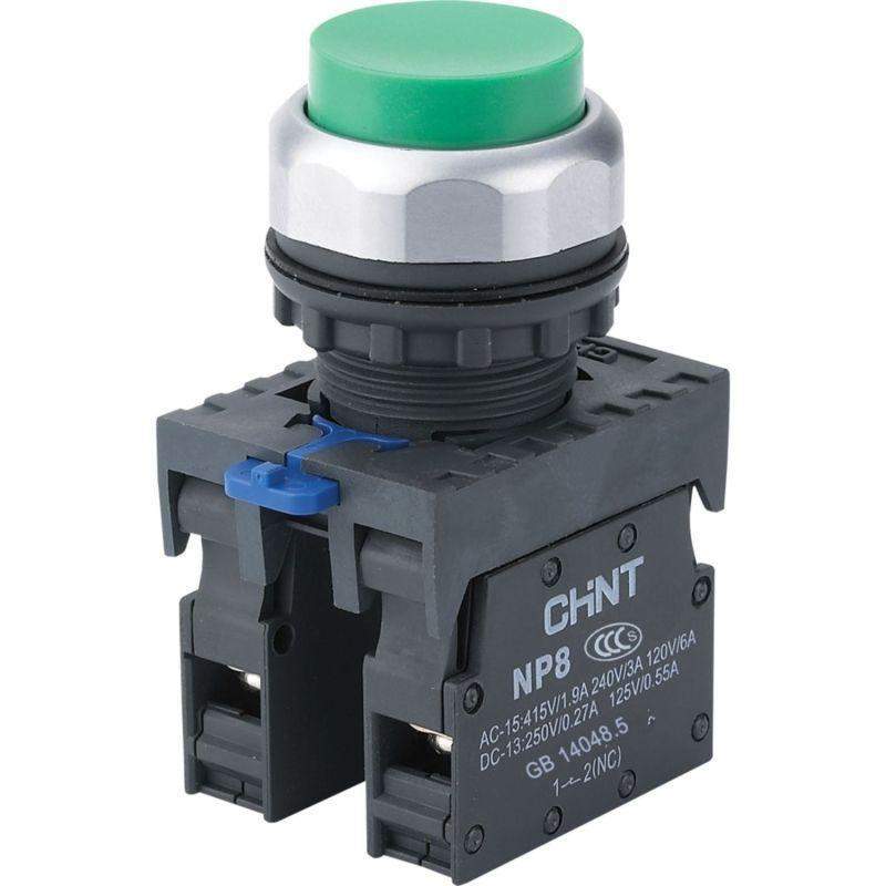 кнопка выступающая np8-11gn/3 без подсветки зел. 1но+1нз ip65 (r) chint 667109 от BTSprom.by