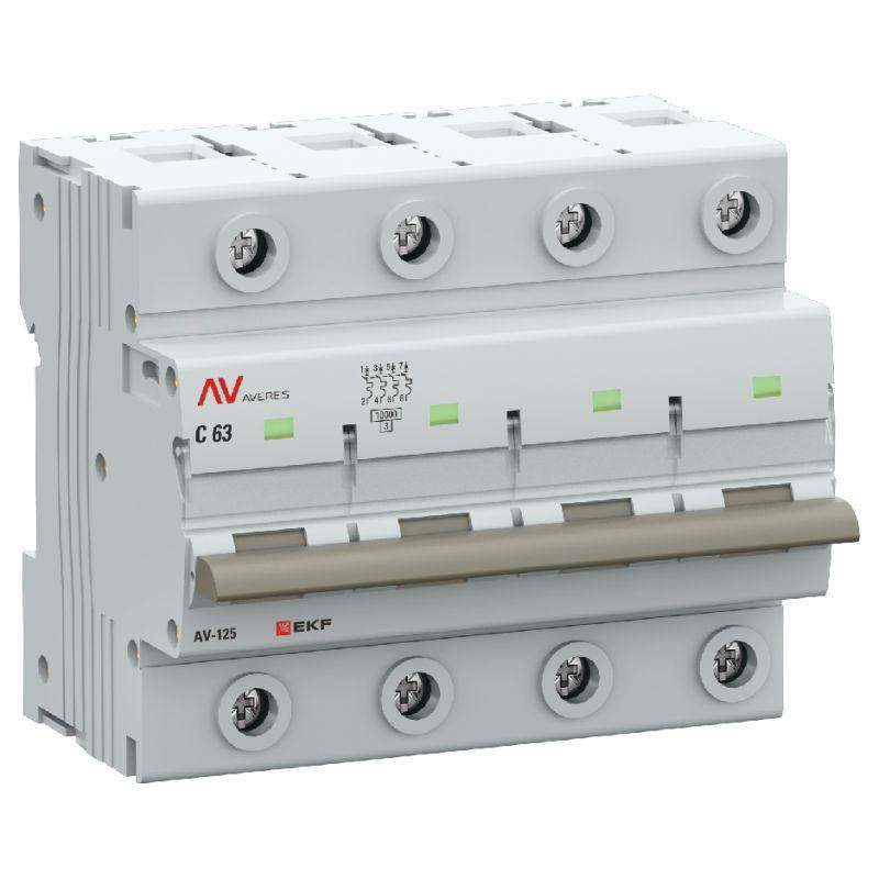 выключатель автоматический 4п c 63а 10ка av-125 averes ekf mcb125-4-63c-av от BTSprom.by