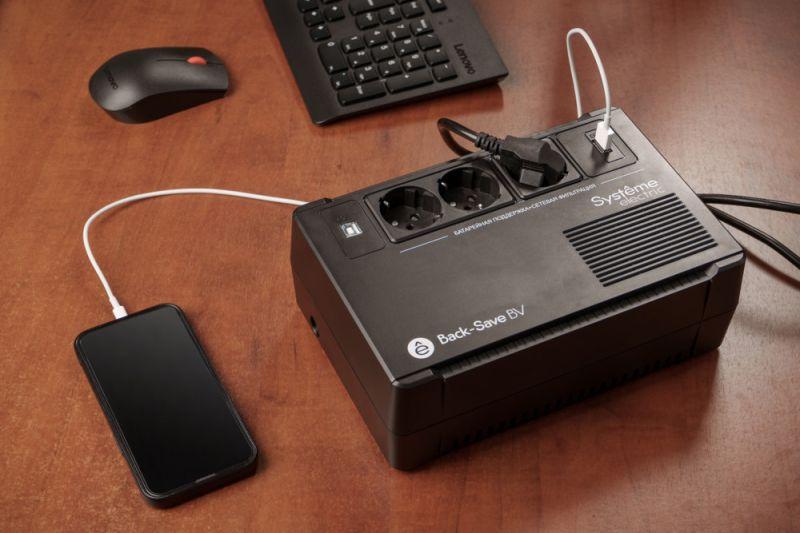  Источник бесперебойного питания Back-Save BV SE 600В.А AVR 3 Schuko 230В 1 USB-A SE BVSE600RS фото в каталоге от BTSprom.by