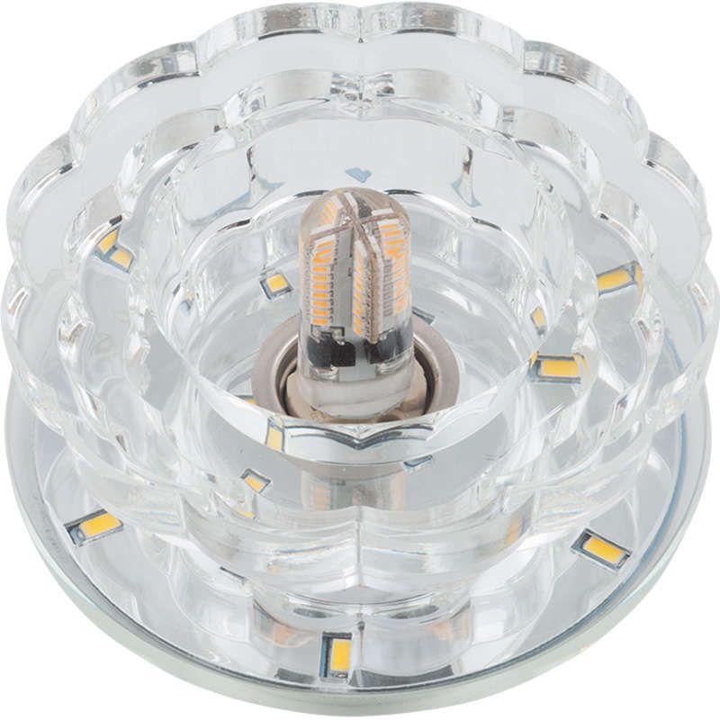 светильник декоративный luciole dls-l124 g9 glassy/clear g9 встраив. доп. светодиод. подсветка 3вт без лампы основание стекло зеркальн. отделка кристалл прозр. fametto ul-00000375 от BTSprom.by