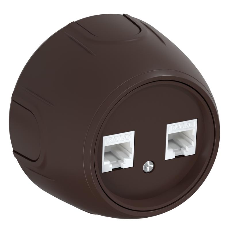 розетка компьютерная 2-м rj45 кат.5e rotondo корич. onekeyelectro 7700893 от BTSprom.by