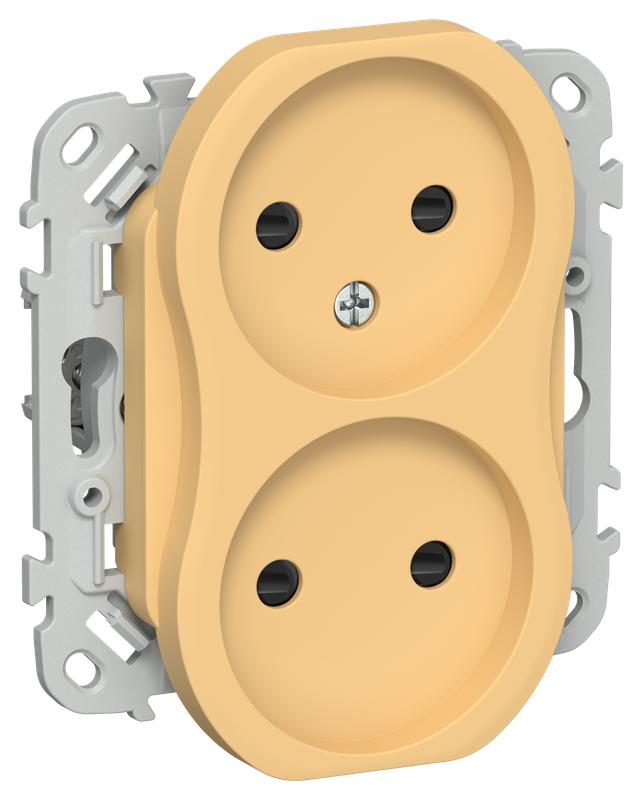 розетка 2-м сп flite рсш02-1-флз 10а без заземл. с защ. шторками безвинтовое крепление механизм золотарник iek fi-r23-10-1-k90 от BTSprom.by