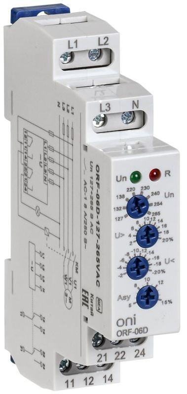 реле фаз orf-06d 3ф 2 конт. 127-265в ac с контр. нейтр. oni orf-06d-127-265vac от BTSprom.by