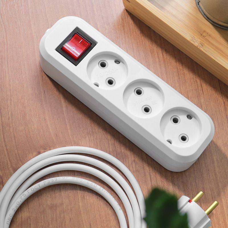  Колодка удлинителя 3-м без заземл. с кнопкой Rexant 11-8705 фото в каталоге от BTSprom.by