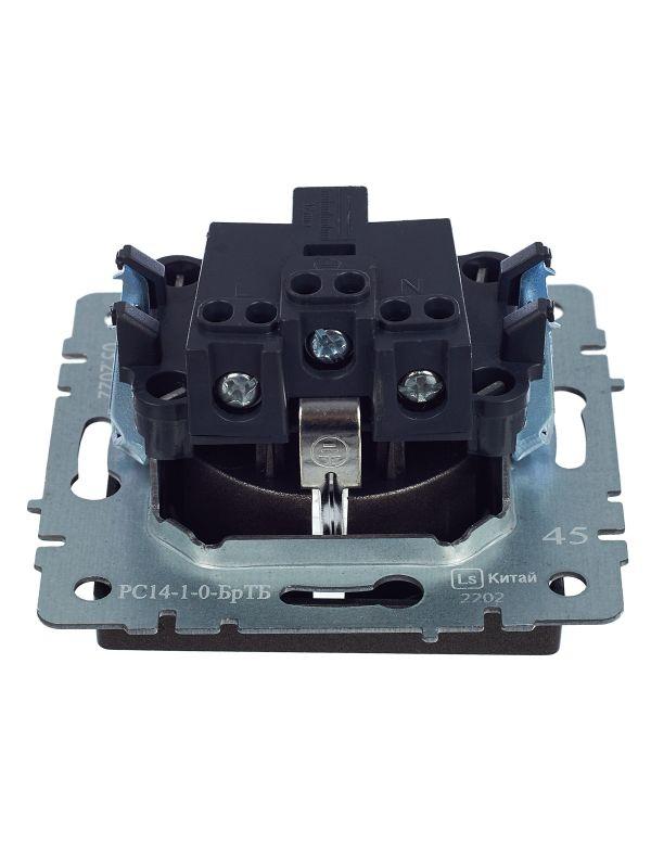  Розетка 1-м СП BRITE РС14-1-0-БрТБ 16А с заземл. защ. шторки механизм бронза IEK BR-R14-16-K45 фото в каталоге от BTSprom.by