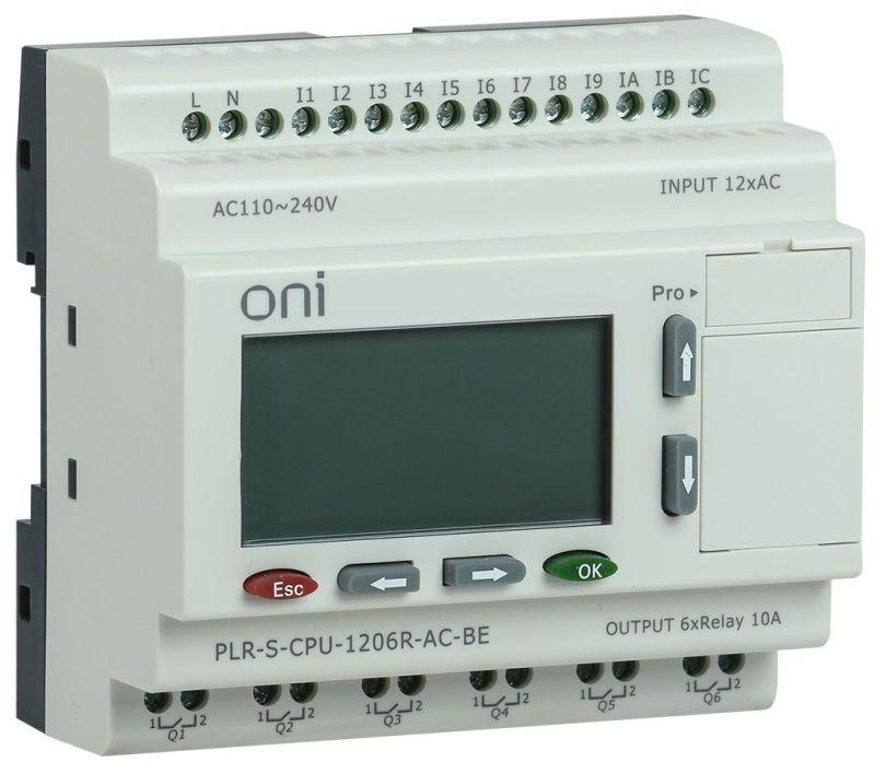 реле логическое plr-s. cpu1206(r) 220в ac с экраном oni plr-s-cpu-1206r-ac-be от BTSprom.by