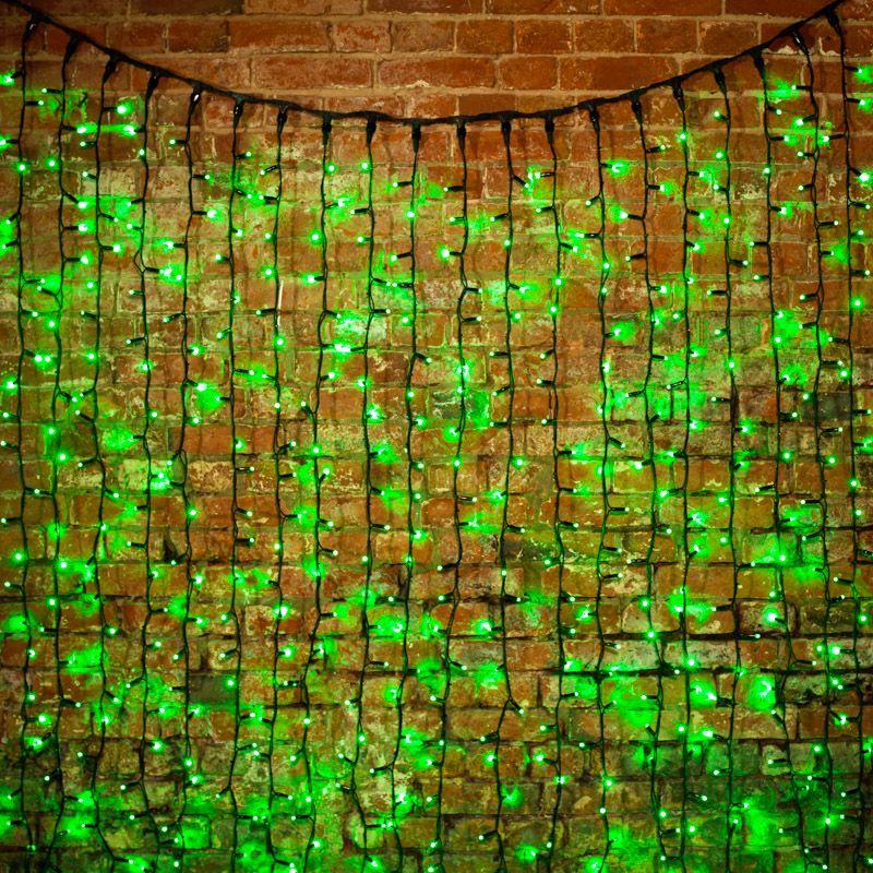  Гирлянда светодиодная "Светодиодный Дождь" 2х1.5м 360LED зел. 23Вт 230В IP67 постоян. свечение провод каучук черн. Neon-Night 237-124 фото в каталоге от BTSprom.by