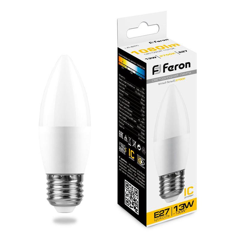 лампа светодиодная 13вт 230в e27 2700к с37 lb-970 feron 38110 от BTSprom.by