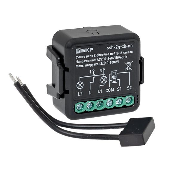  Реле умное в подрозетник 2-канальное Zigbee Connect Select без нейтрали EKF ssh-2g-zb-nn фото в каталоге от BTSprom.by