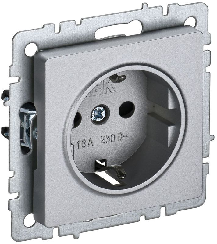 розетка brite рс14-1-0-бра 16а с заземл. защ. шторки механизм алюм. iek br-r14-16-k47 от BTSprom.by