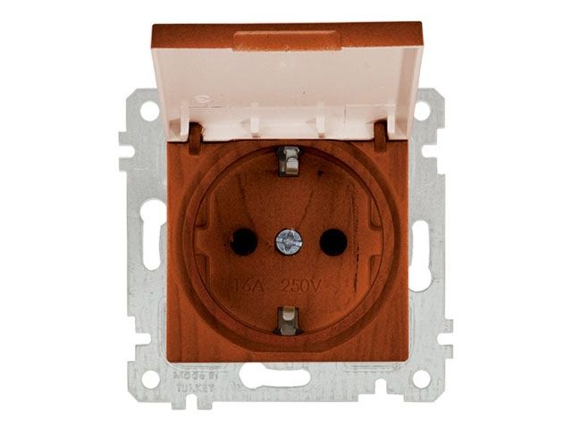 розетка 1-ая (скрытая, без рамки, с/з, с крышкой) вишня, rita, mutlusan (16 a, 250 v, ip 20) 2200 610 0256 от BTSprom.by