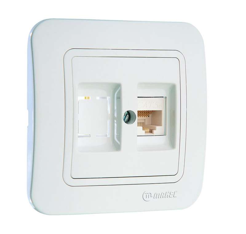 розетка компьютерная 2-м сп lillium 16а ip20 кат.5e + гнездо бел./бел. makel 70035 от BTSprom.by