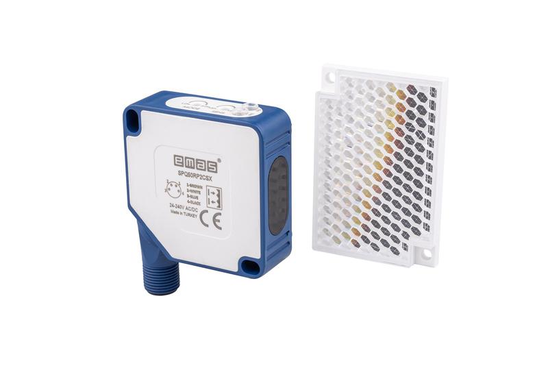 датчик фотоэлектрический (релейный выход) разъем m12х4 (расст. сраб. 7м светоотражение max 20мс) 24-240в ac/dc ip65 emas spq50rp2csx от BTSprom.by