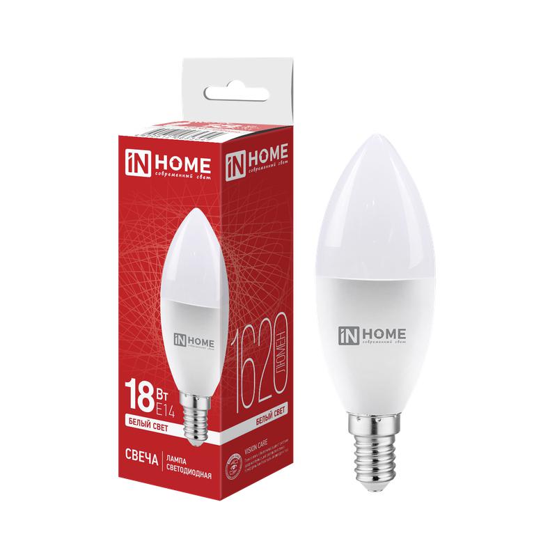 лампа светодиодная led-свеча-vc 18вт свеча 4000к e14 1620лм 230в in home 4690612065304 от BTSprom.by