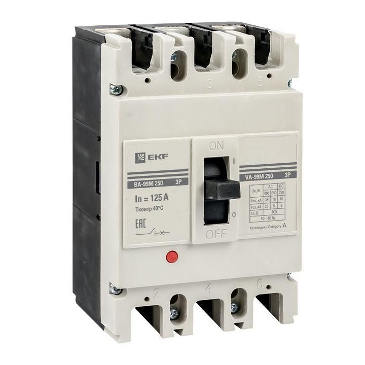выключатель автоматический 3п 250/125а 35ка ва-99м proxima ekf mccb99-250-125m от BTSprom.by