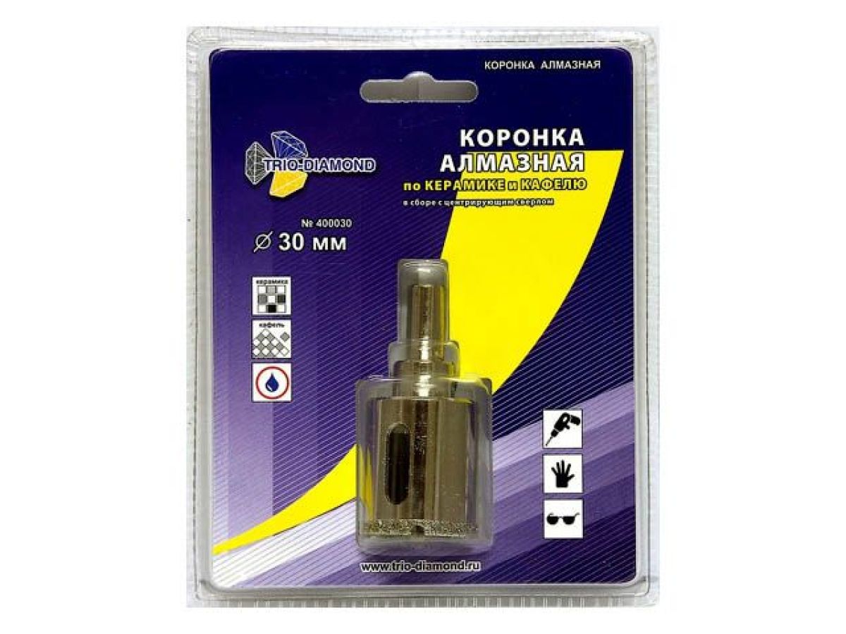 коронка алмазная  d 30 мм по керамике и кафелю trio-diamond 400030 от BTSprom.by