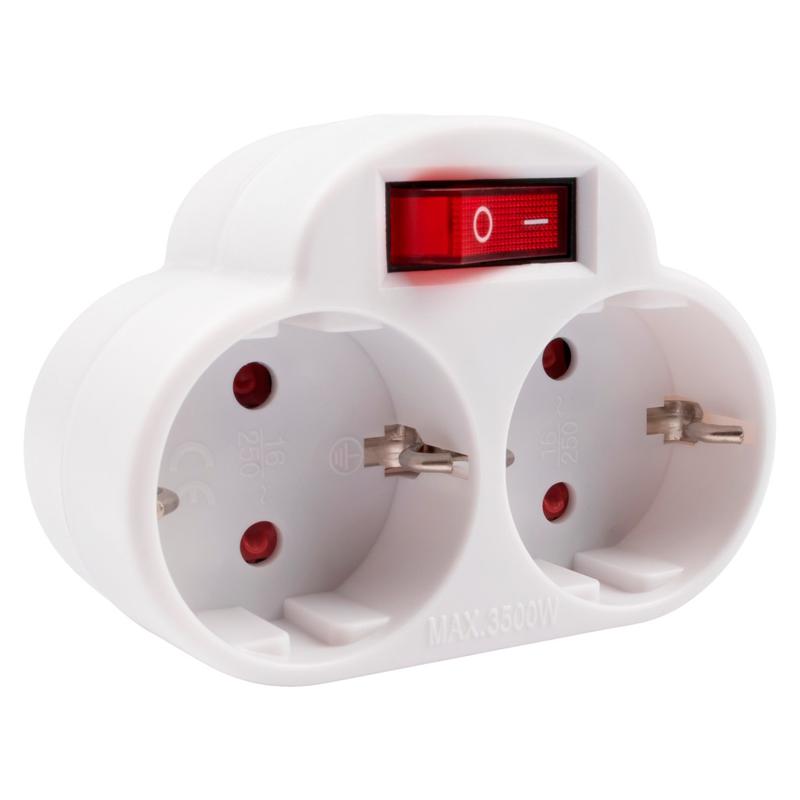 разветвитель с заземл. 16а 3.5квт ad-2gs защ. шторки с выкл. jazzway 5004788 от BTSprom.by