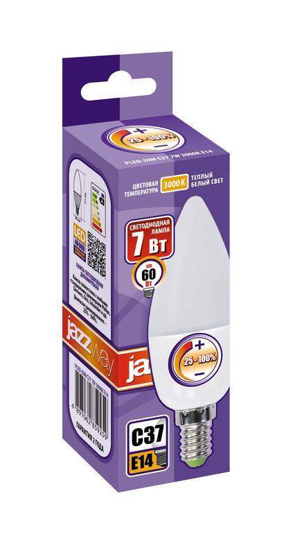 лампа светодиодная pled-dim 7вт c37 свеча 3000к тепл. бел. e14 540лм 220-240в диммир. jazzway 2859259 от BTSprom.by