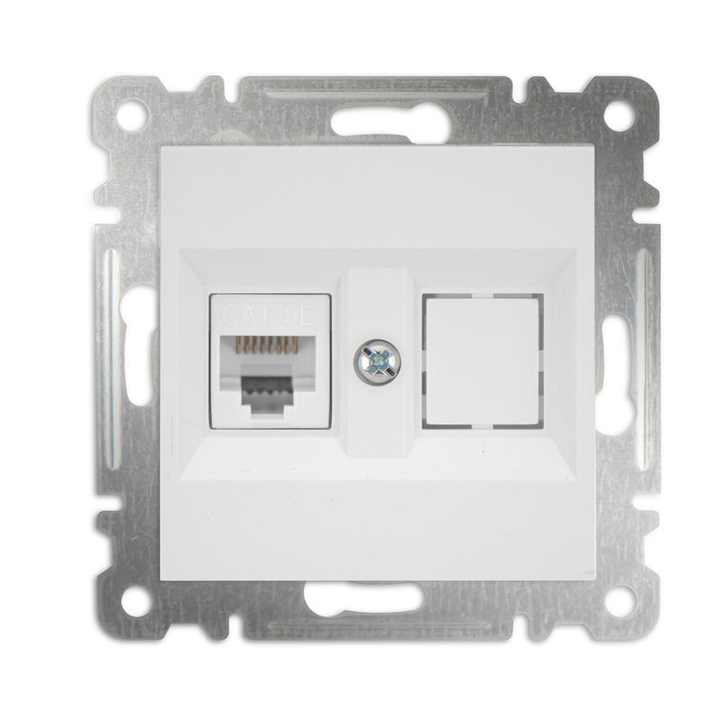 розетка компьютерная 2-м сп karea 16а ip20 rj45 кат.5 механизм бел. makel 57001035 от BTSprom.by