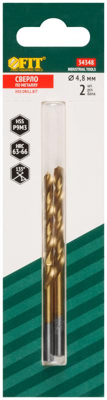  Сверло HSS по металлу титановое покрытие в блист. 48мм (уп.2шт) FIT 34348 фото в каталоге от BTSprom.by