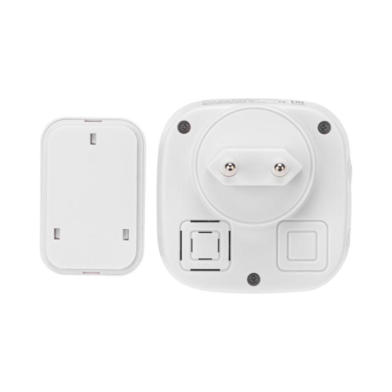  Звонок беспроводной дверной в розетку мигающий 36 мелодий IP44 бел./сер. Rexant 73-0090 фото в каталоге от BTSprom.by