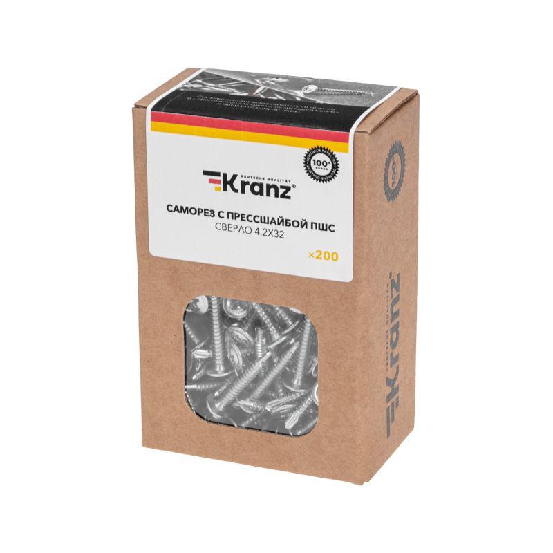  Саморез с прессшайбой ПШС сверло 4.2х32 (уп.200шт) Kranz KR-01-3362-006 фото в каталоге от BTSprom.by