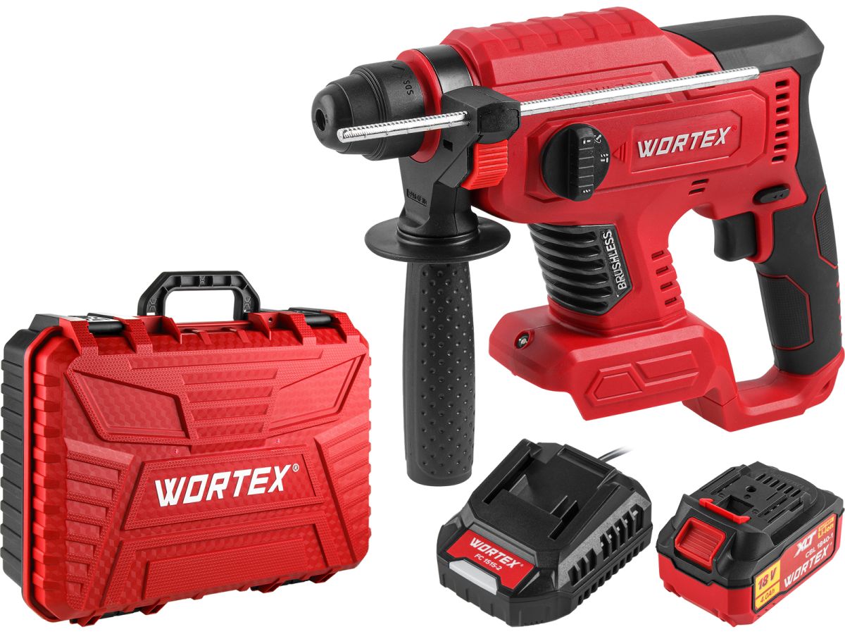  Аккум. перфоратор WORTEX CRH 1820-2 в чем. ALL1 XLT SET БЕСЩЕТ., 18 В, 2.2 Дж, 20 мм, 1х4 А*ч (вес 1,7 кг, 4 режима) 0329283 фото в каталоге от BTSprom.by