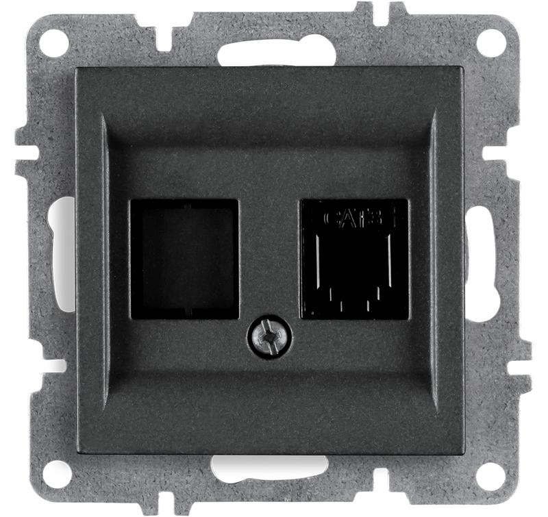розетка телефонная 1вых. сп 1мод. lavin/karen rj45 кат.3 механизм графит arvia 50 04 2000 221 от BTSprom.by