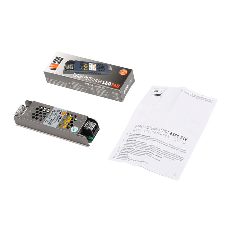  Блок питания для светодиод. ленты BSPS 24В 2.50А= 60Вт IP20 Pro JazzWay 5062160 фото в каталоге от BTSprom.by