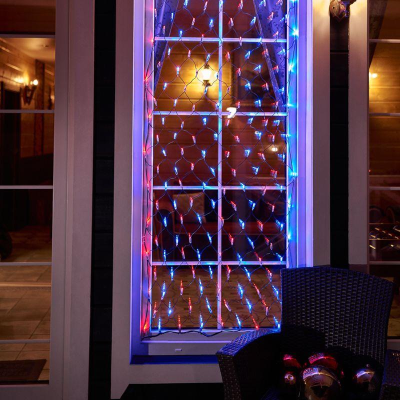  Гирлянда светодиодная "Сеть" 2х0.7м 176LED красн./син. 11Вт 220-240В IP65 провод ПВХ черн. Neon-Night 215-013 фото в каталоге от BTSprom.by