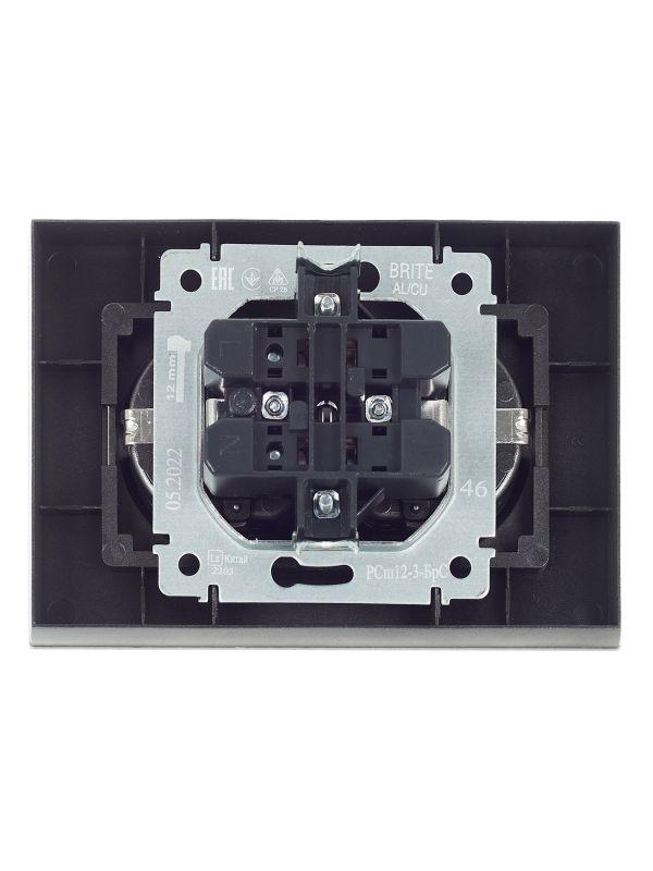  Розетка 2-м СП BRITE РСш12-3-БрС 16А в сборе с заземл. защ. шторки сталь IEK BR-R24-16-K46-F фото в каталоге от BTSprom.by