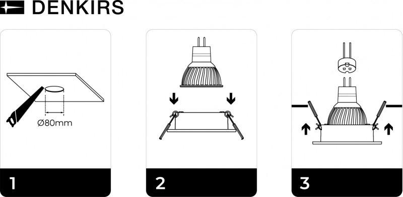  Светильник 10Вт GU5.3 IP20 LED встраив. пластик бел. DENKIRS 529034 фото в каталоге от BTSprom.by