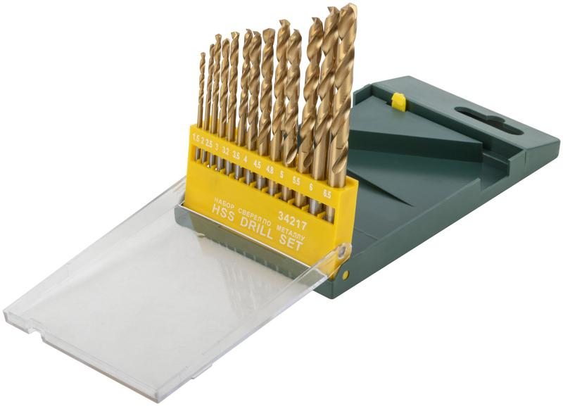  Набор сверл HSS по металлу титан. покрытие (15-2-25-3-32-35-4-45-48-5-55-6-65мм) (13шт) FIT 34217 фото в каталоге от BTSprom.by