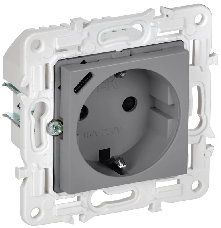 розетка skandy 18вт 16а с заземл. защ. шторки с usb c sk-r17gr сер. iek sk-r14-16-u14-018-k03 от BTSprom.by