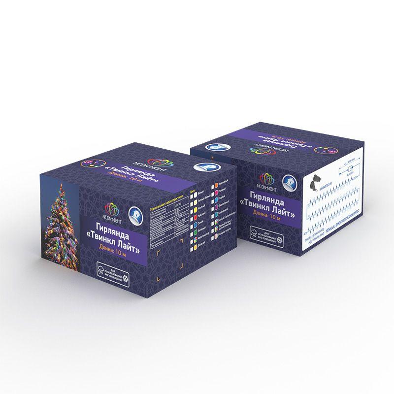  Гирлянда светодиодная "Твинкл Лайт" 10м 100LED бел./мультиколор 8Вт 220-240В IP65 с контроллером 8 режимов провод ПВХ черн. Neon-Night 303-155 фото в каталоге от BTSprom.by