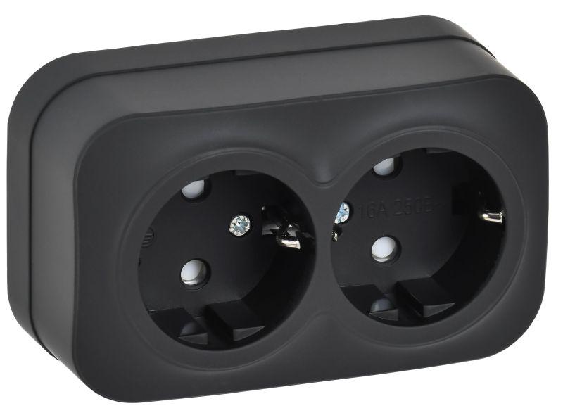 розетка 2-м оп glory рсш22-3-хчм 16а с заземл. защ. шторки черн. матов. iek erh24-k02m-16 от BTSprom.by