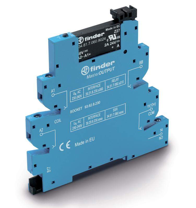 модуль интерфейсный (сборка 34.81.7.060.9024 + 93.62.8.230) твердотельное реле masteroutput выход 6а (24в dc) 230-24в ac ip20 винт. клеммы finder 392082309024 от BTSprom.by