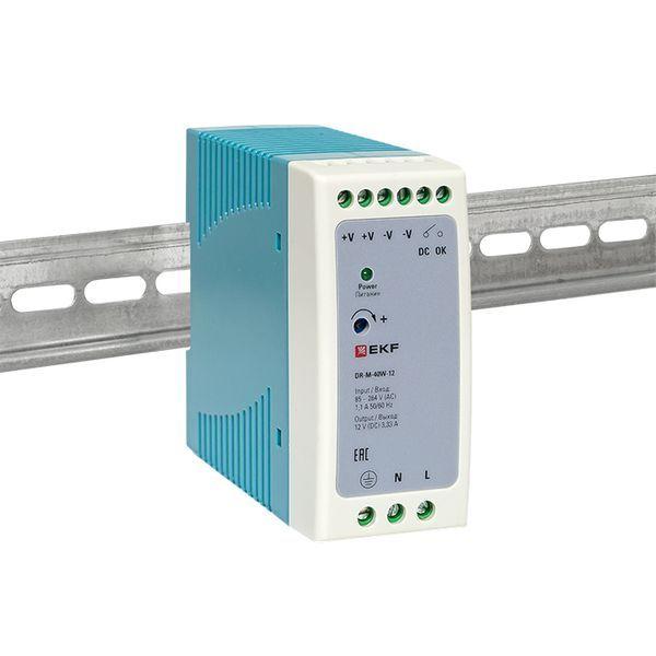  Блок питания на DIN-рейку 40Вт Uвх ~ 220В AC m Uвых - 12В DC постоянного тока EKF DR-M-40W-12 фото в каталоге от BTSprom.by