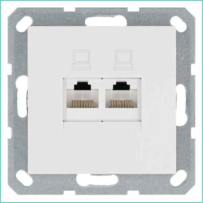 розетка компьютерная 2-м rj45 ip20 кат. 6 механизм бел. глянцевый jasmart g6108w от BTSprom.by