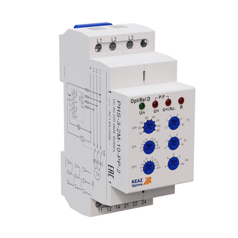реле контроля фаз optirel d phs-3-2m-10-pn-2 универсальное 3ф+n 2со кэаз 332002 от BTSprom.by