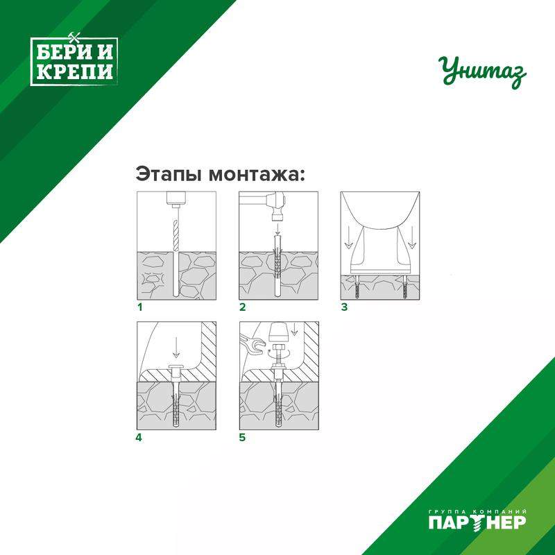 набор для крепления унитаза бери и крепи партнер 70816 от BTSprom.by