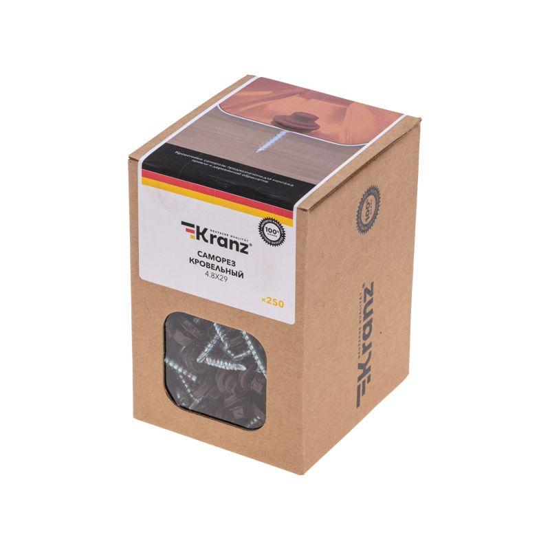  Саморез кровельный 4.8х29мм окрашенный RAL 8017 короб (уп.250шт) Kranz 1202-4829-3 фото в каталоге от BTSprom.by