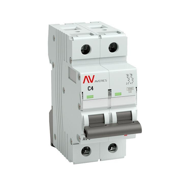 выключатель автоматический модульный 2п c 4а 10ка av-10 averes ekf mcb10-2-04c-av от BTSprom.by