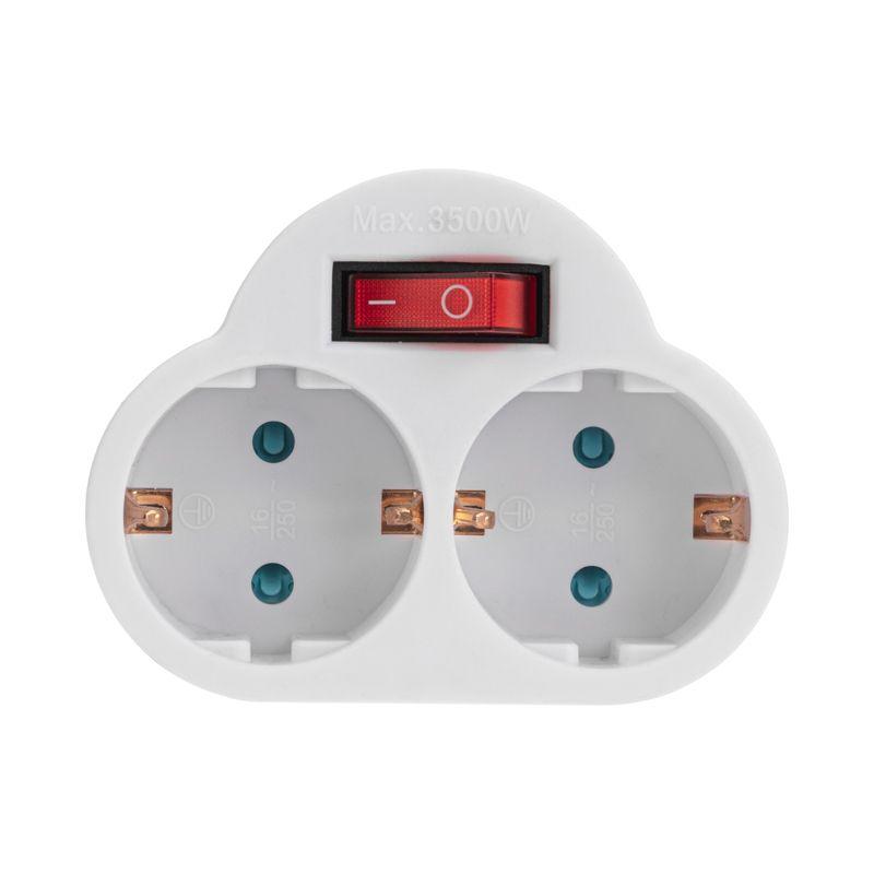  Разветвитель 2-м 16А с выключателем с заземл. защ. шторки бел. Rexant 11-1085 фото в каталоге от BTSprom.by